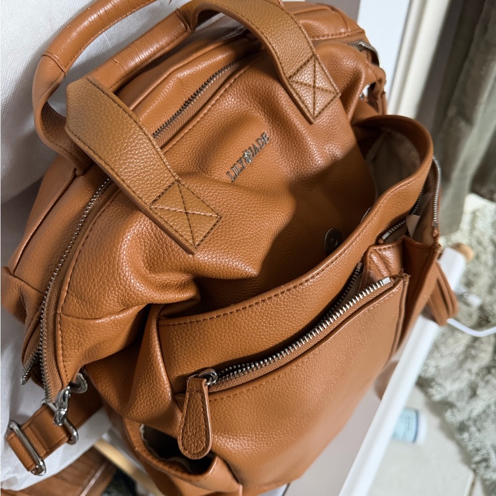 Tan Leather Diaper Bag/Backpack